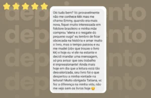 Depoimento Livro Elena e o Resgate do Pequeno Xugo