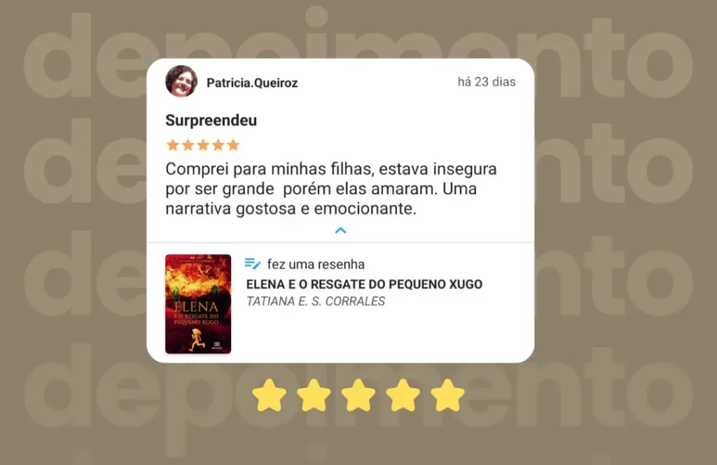 Depoimento livro Elena e o Resgate do Pequeno Xugo